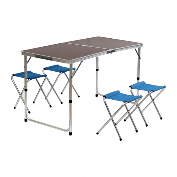 렛츠캠핑 접이식 테이블 의자세트 4인용 다크우드